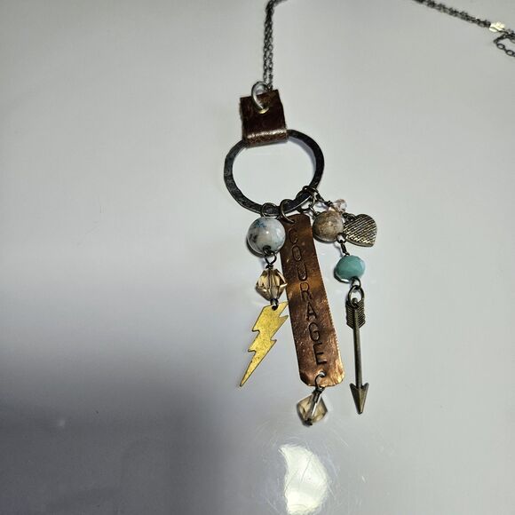 *Sale* Handmade Long Multicolored Metal Pendant Necklace Courage 34-38.5" - Picture 14 of 14